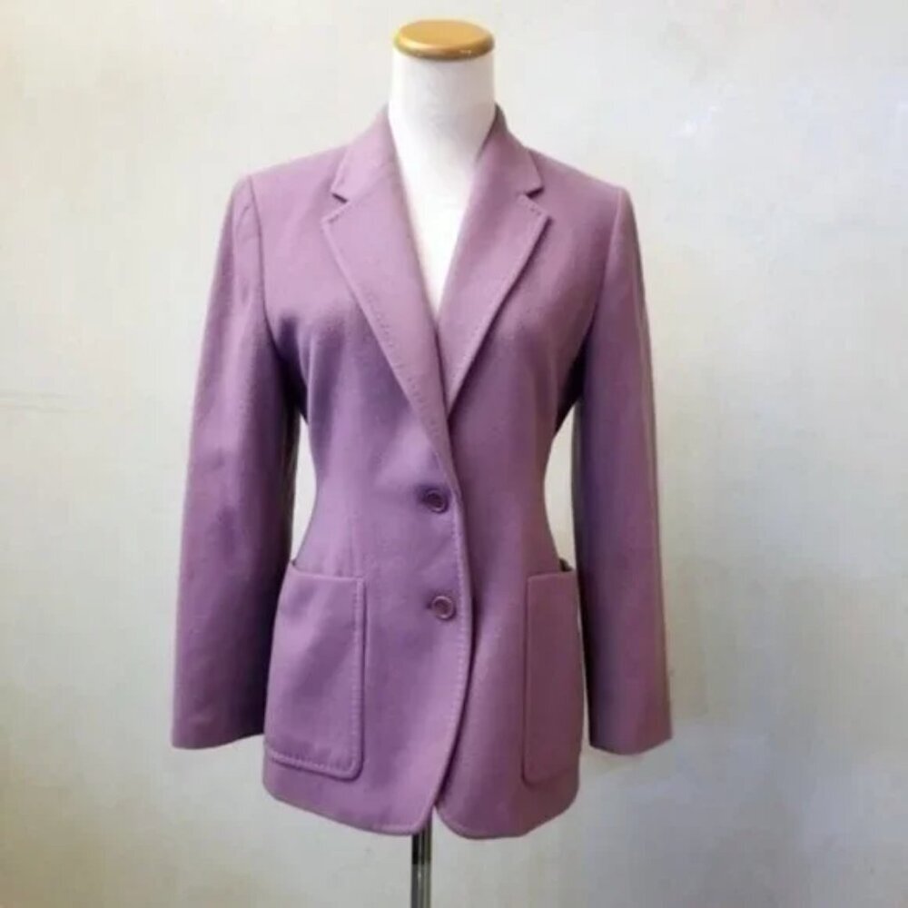 Kate Hill purple pea coat pockets women's size 4 Petite (300)
